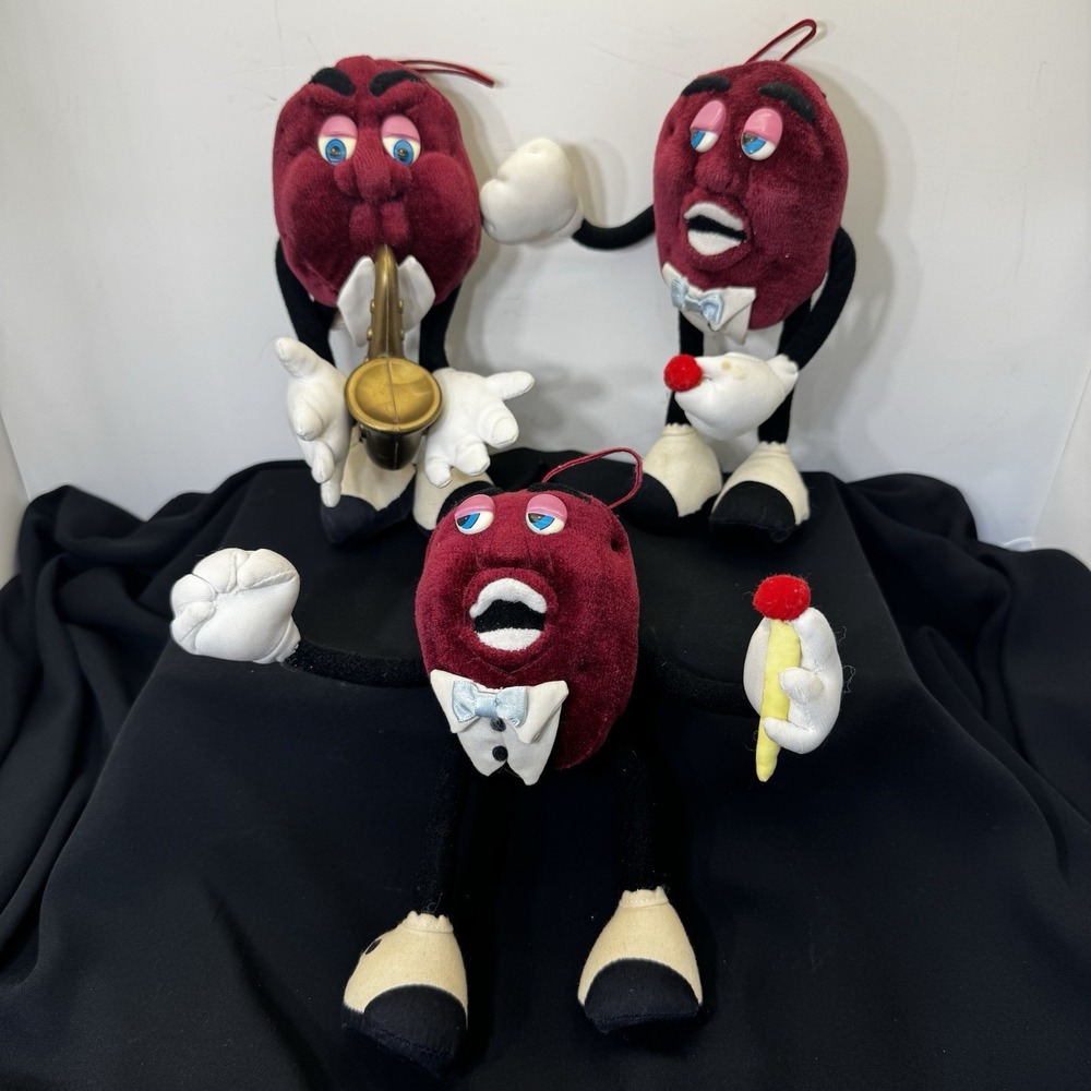 Vtg California Raisins 1987 Applause Bendable Plush Figures Lot of 3 Saxophone